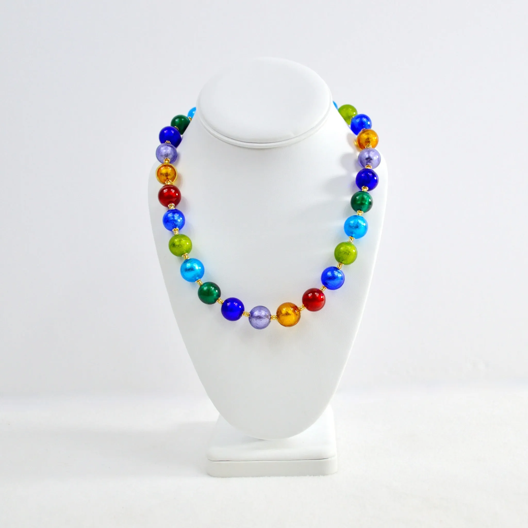 Diva Murano Glass Beaded Necklace, Multi-Color Glass Beads, Handcrafted In Italy