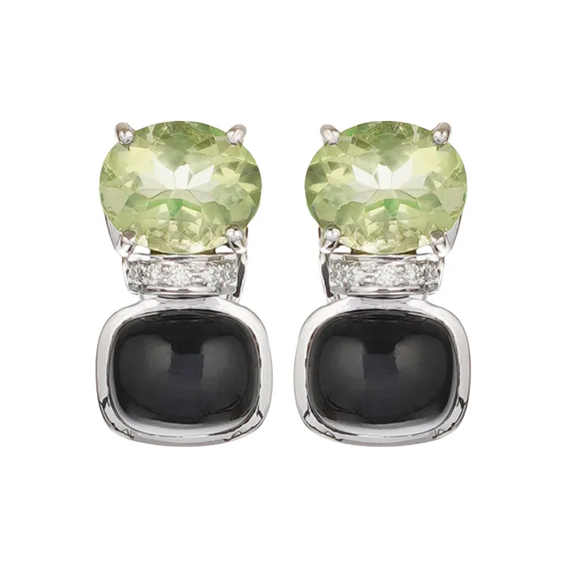 Earrings - Black Onyx, Green Quartz and Diamond (276HS)