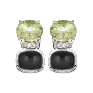 Earrings - Black Onyx, Green Quartz and Diamond