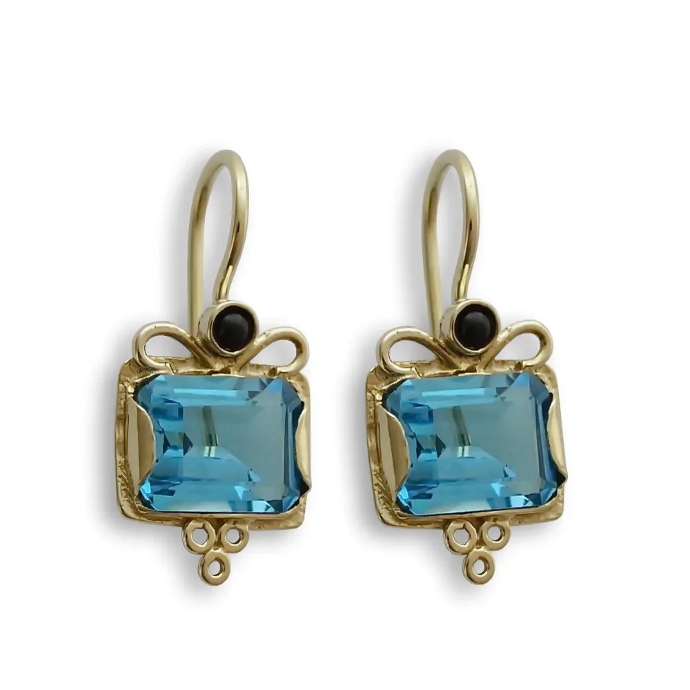 EG7811-3 Rose Gold and Lemon Quartz square earrings