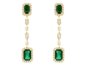 Emerald & Diamond Dangle Earrings