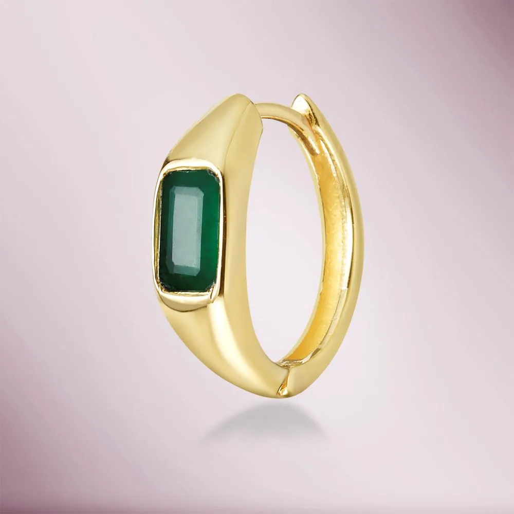 Emerald Cut Emerald Huggies Earrings (0.80 ct.) in 14K Gold
