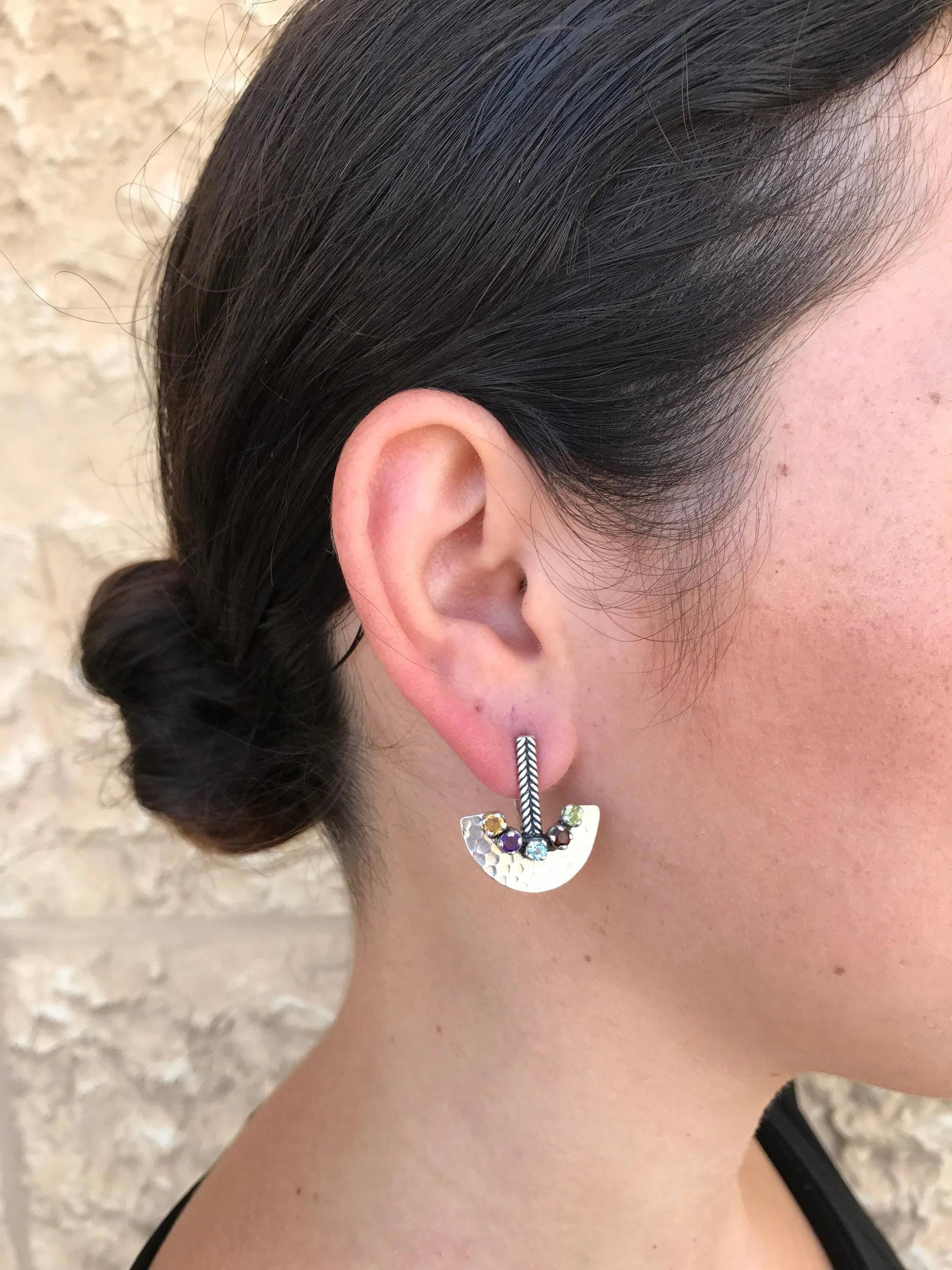 Emerald Drop Earrings - Egyptian Earrings - Vintage Ruby Earrings