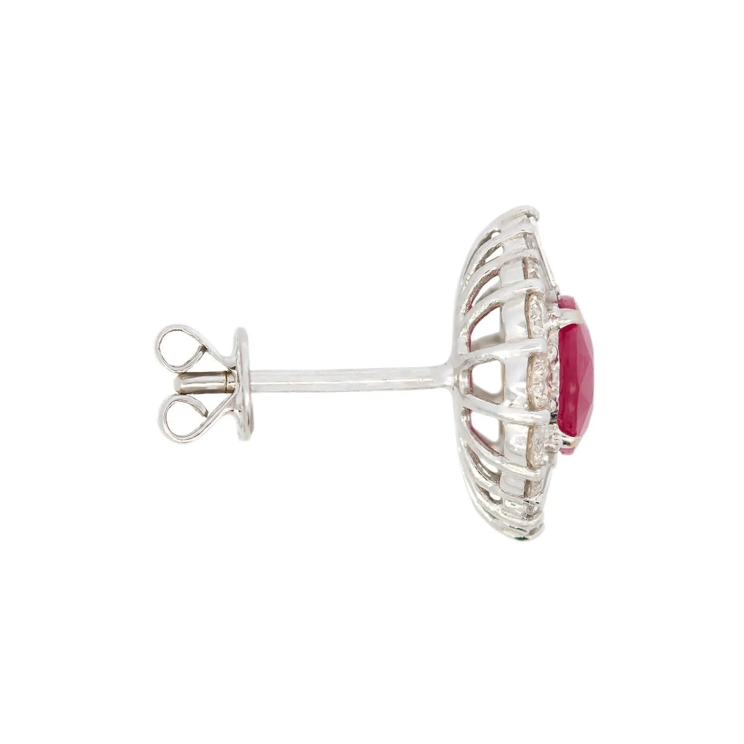 Estate 18k 3.50ctw Ruby and Diamond Stud Earrings