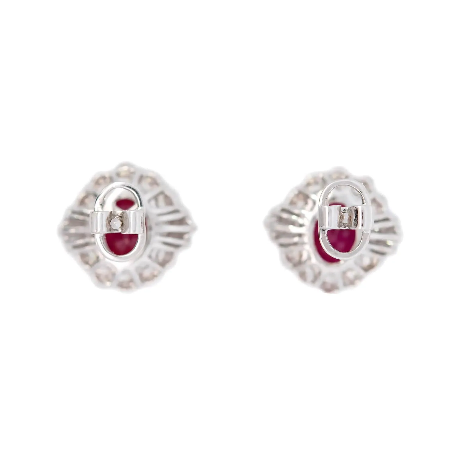 Estate 18k 3.50ctw Ruby and Diamond Stud Earrings
