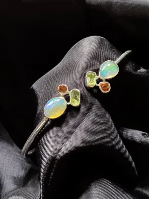Ethiopian Opal Cluster Cuff Bracelet