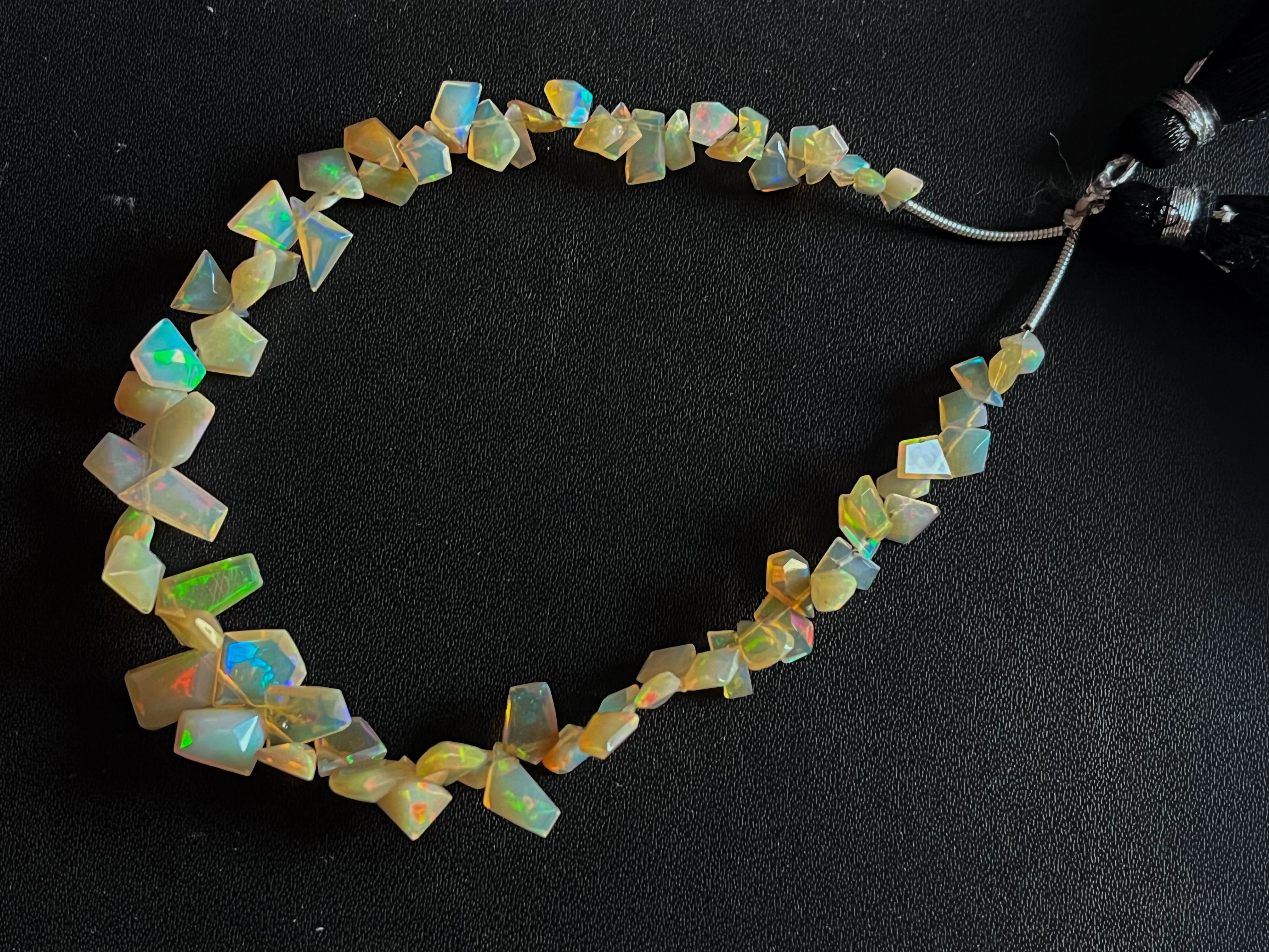 Ethiopian Opal uneven shape faceted slice beads