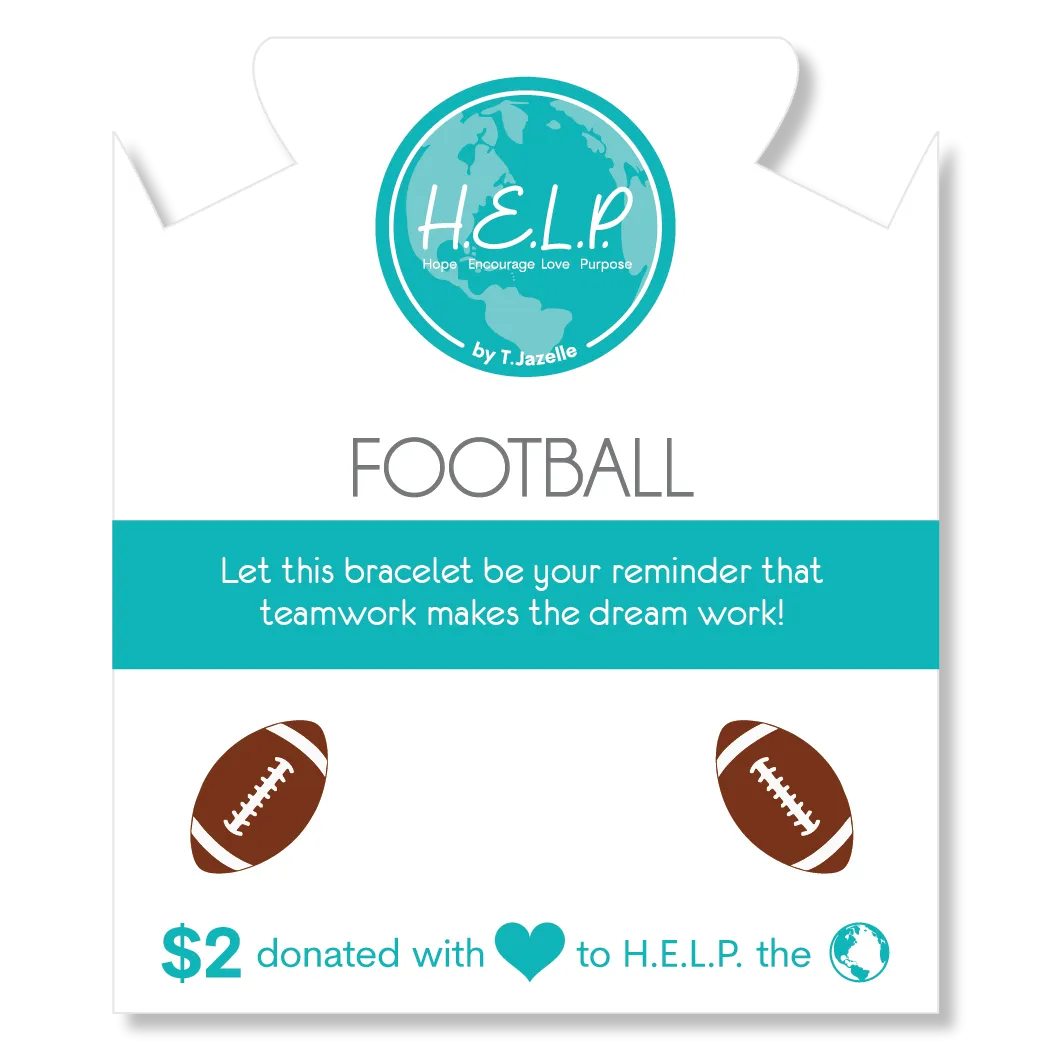 Football Enamel Charm with Blue Opal Jade Charity Bracelet