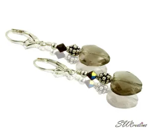 Garnet Topaz Heart Quartz Gemstone Earrings