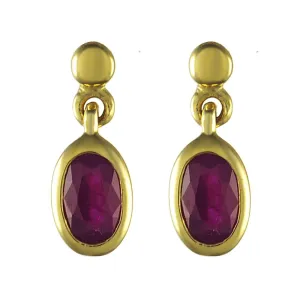 Gelb 9 Karat Gold 0.57ct Ct Natürliche Rubin Klassisch Tropfen Ohrringe