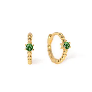Gemstone Bead Huggies Emerald