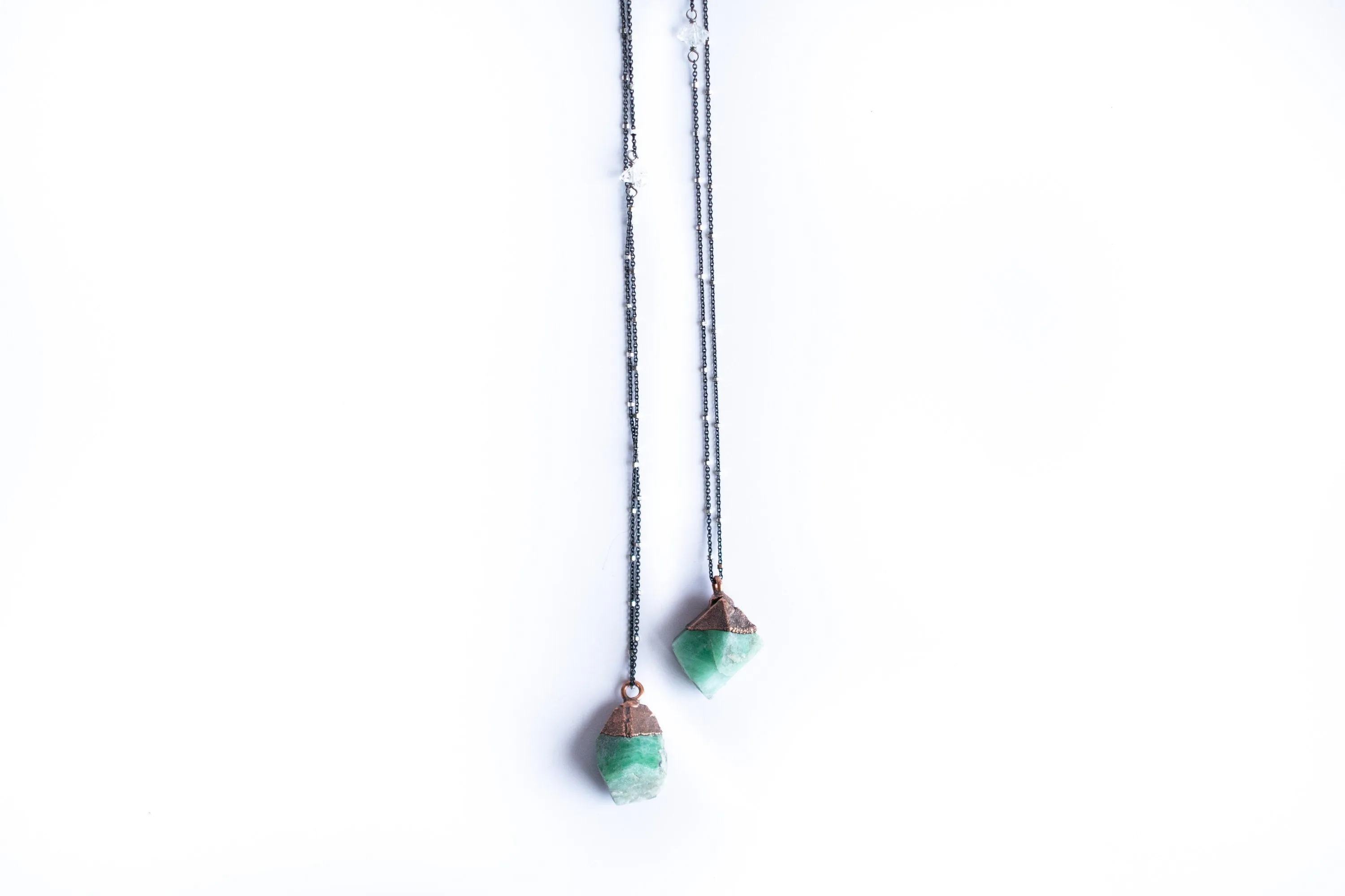 Genuine emerald crystal necklace | Real emerald necklace