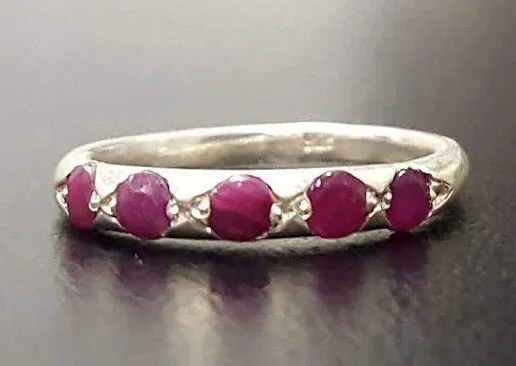 Genuine Ruby Band - Red Eternity Ring - Dainty Vintage Ring