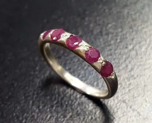 Genuine Ruby Band - Red Eternity Ring - Dainty Vintage Ring