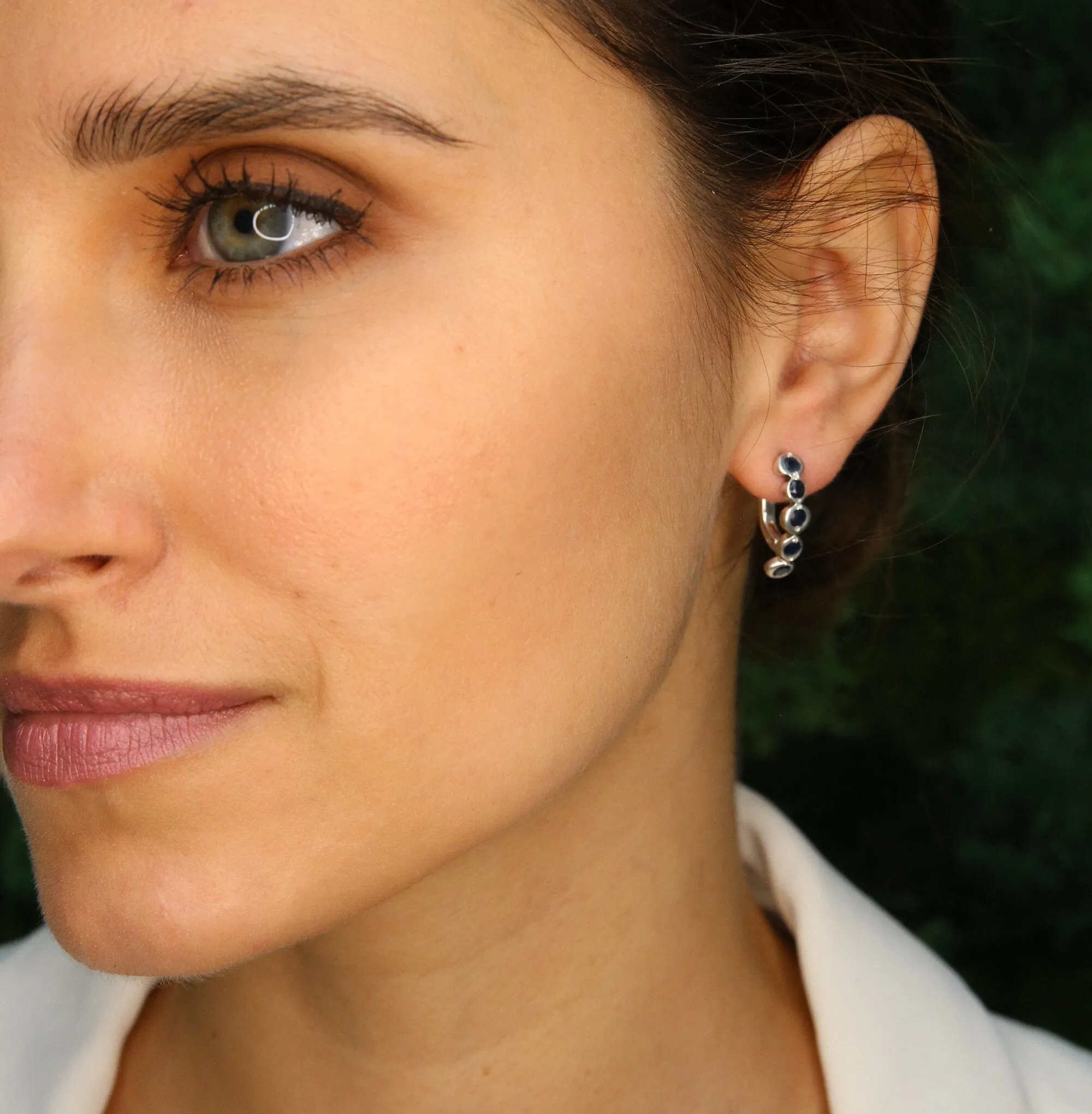 Genuine Ruby Earrings - Long Red Huggies - July Birthstone Earrings