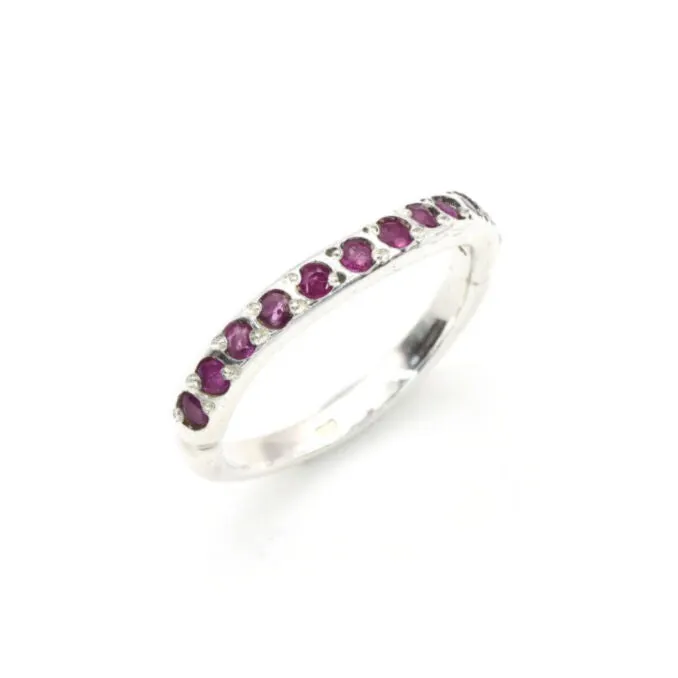 Genuine Ruby Ring - Red Eternity Ring - Vintage Curved Band