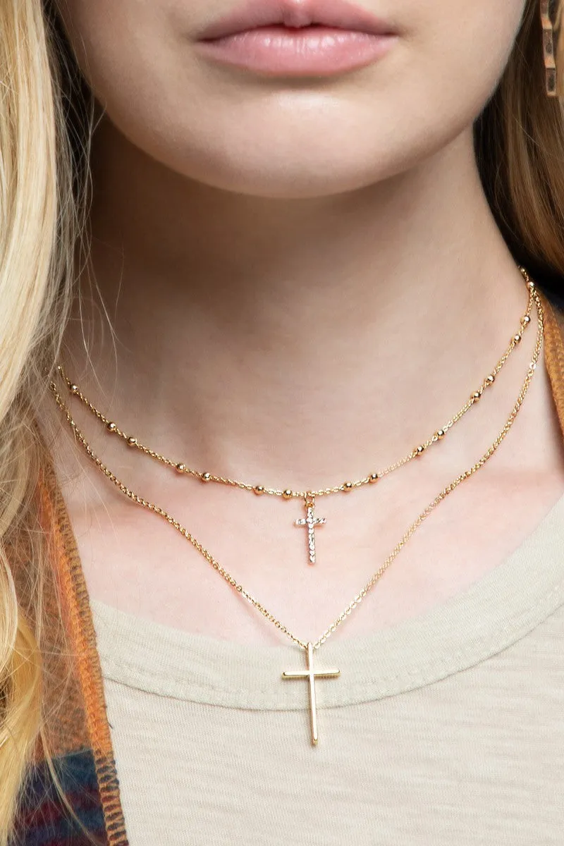 Gold Layered Cross Necklace