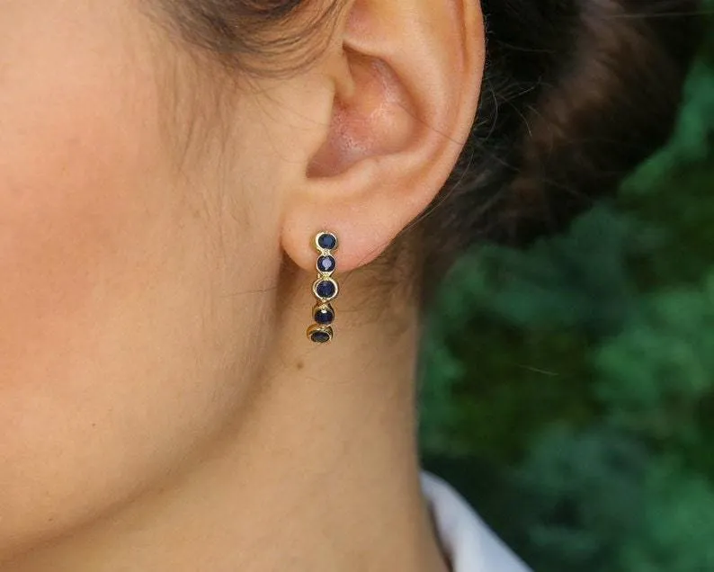 Gold Ruby Earrings - Natural Ruby Earrings, Gold Bubble Earrings