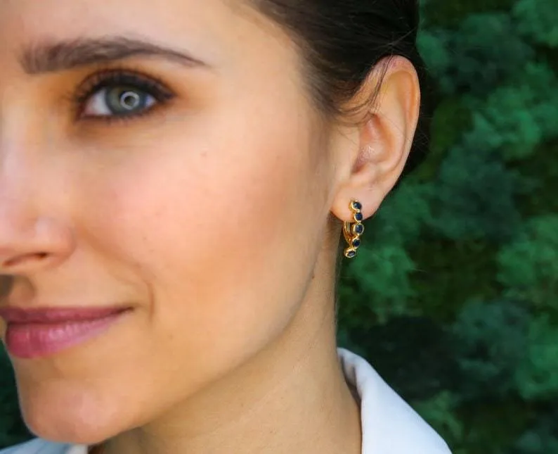 Gold Ruby Earrings - Natural Ruby Earrings, Gold Bubble Earrings