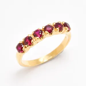 Gold Ruby Ring - Half Eternity Ruby Ring, Red Ruby Ring