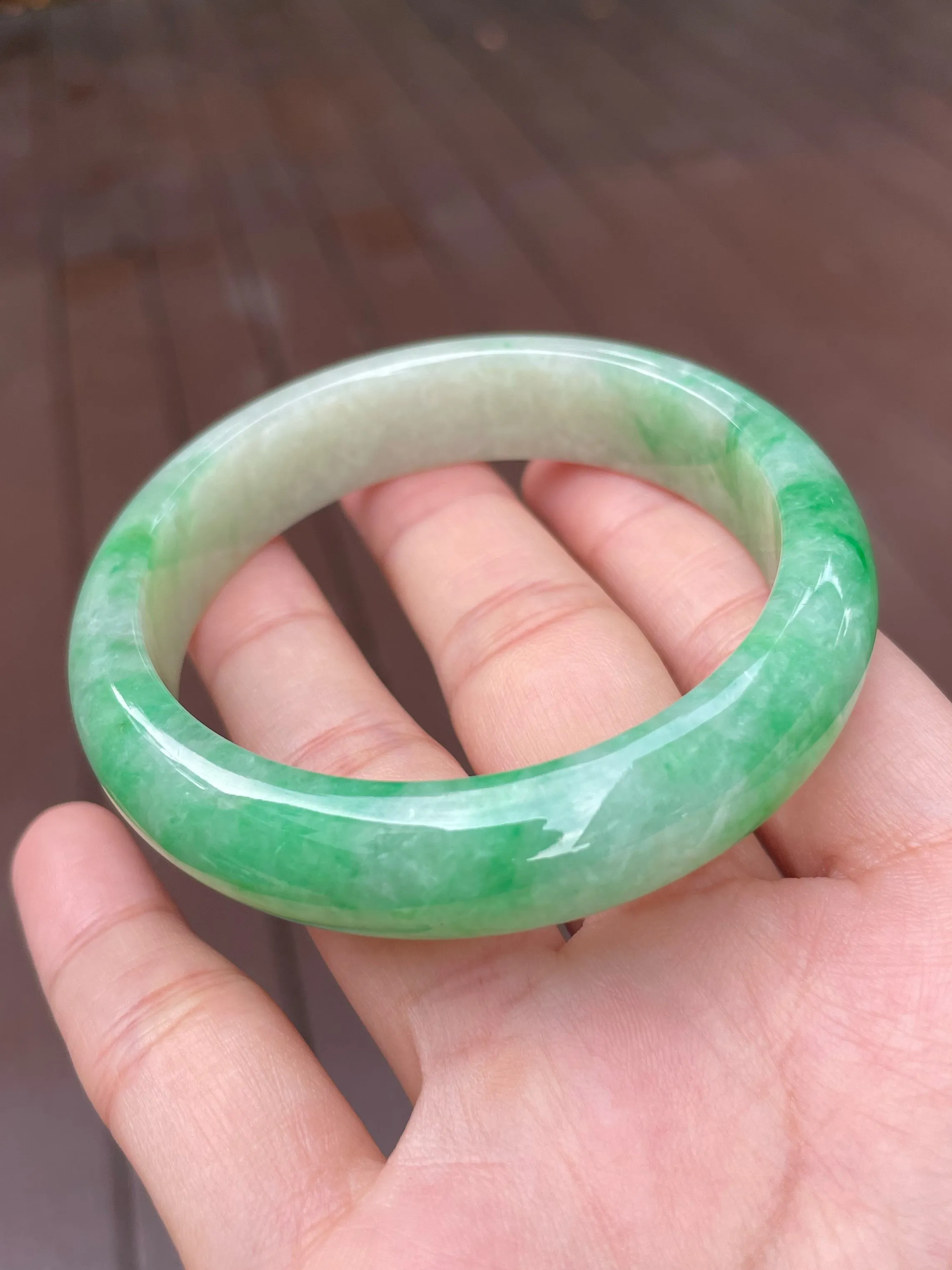 Green Jadeite Bangle | 57mm (NJBA107)