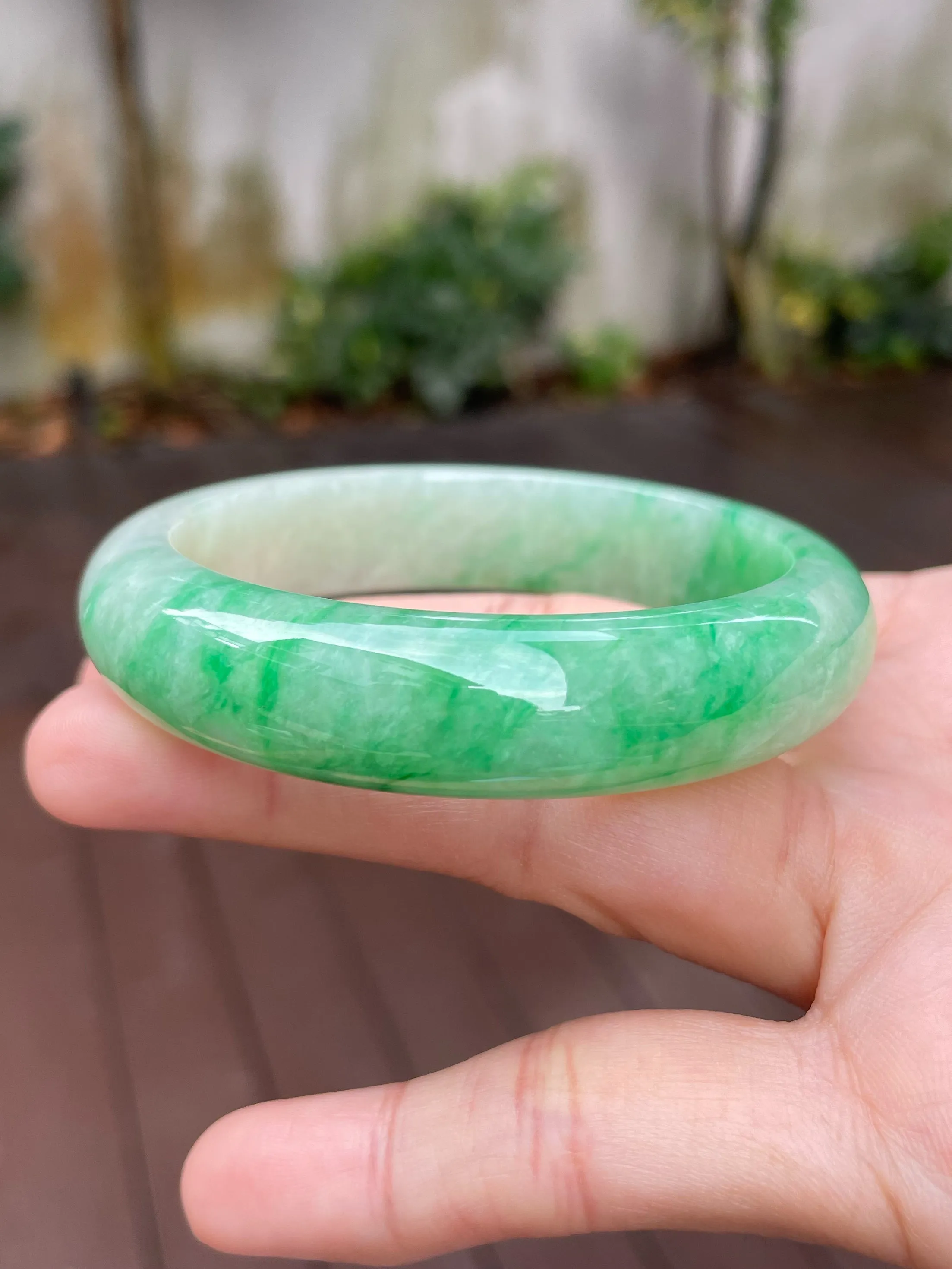 Green Jadeite Bangle | 57mm (NJBA107)