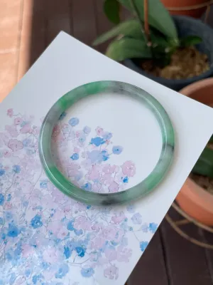 Green With Black Jade Bangle | 55mm (NJBA170)