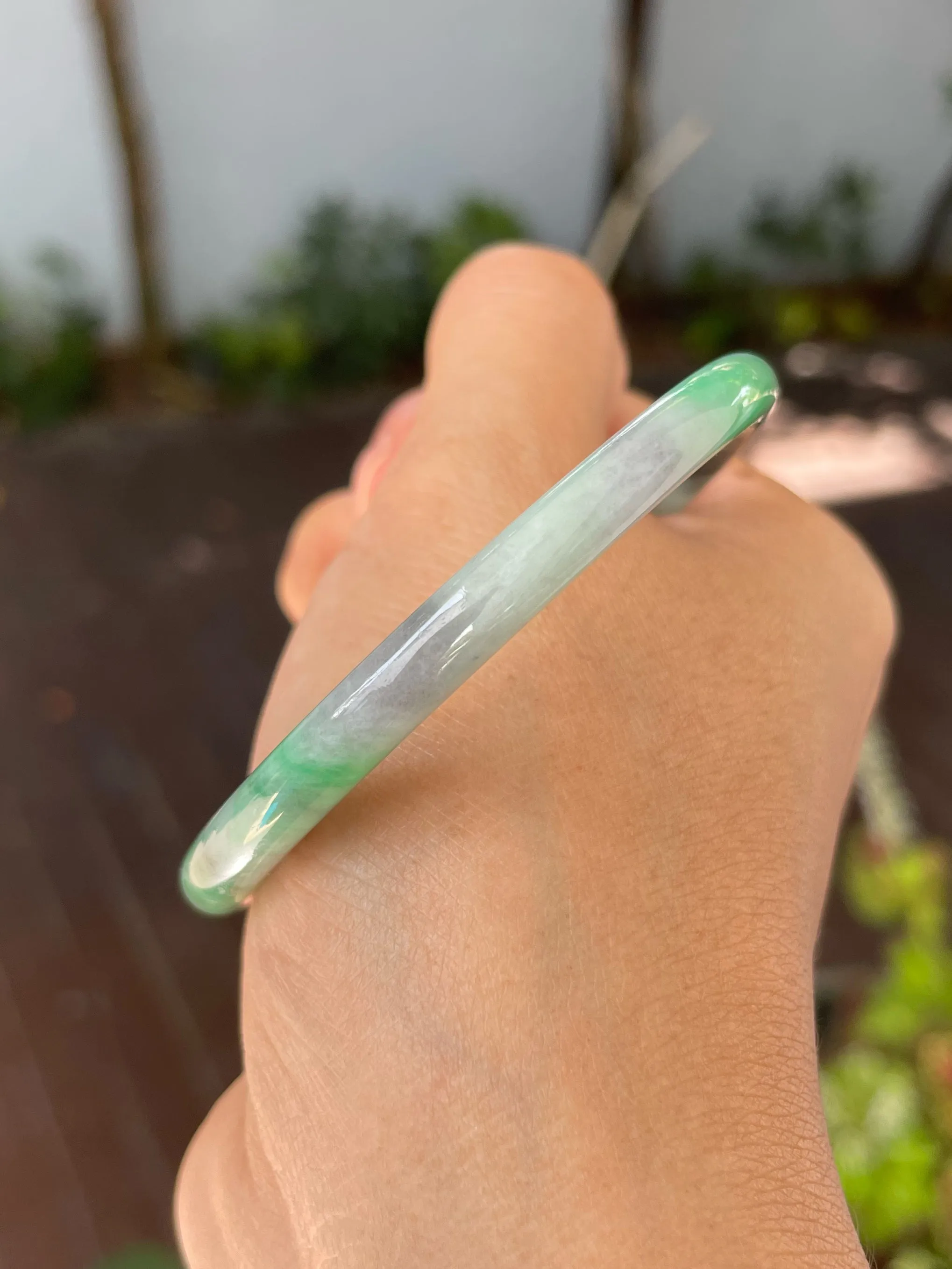 Green With Black Jade Bangle | 55mm (NJBA170)