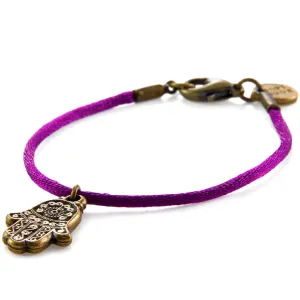 Hamsa Hand Charm Satin Cord Bracelet