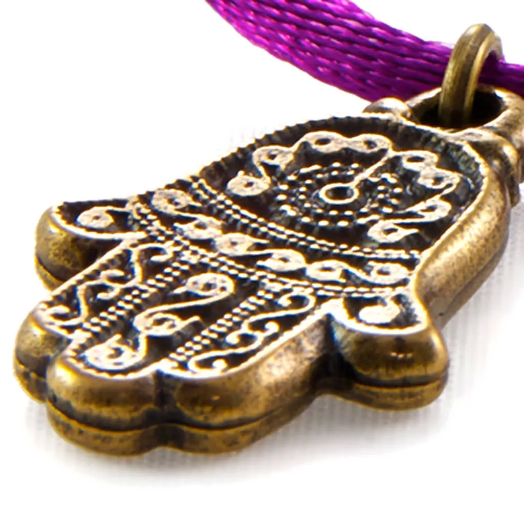 Hamsa Hand Charm Satin Cord Bracelet