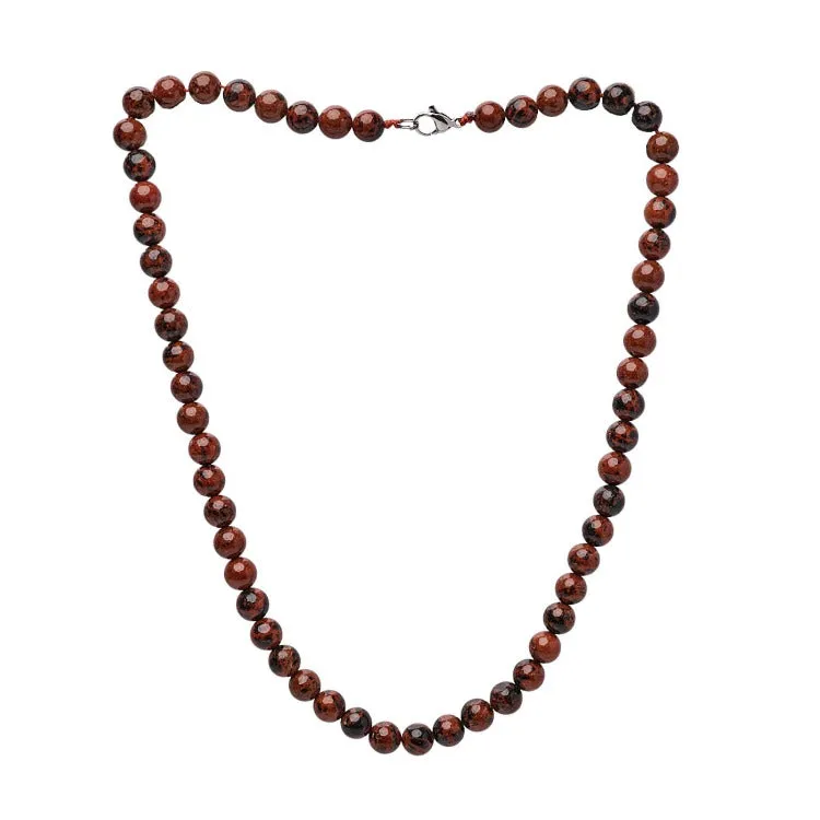Handmade Men's Gemstone Beaded Necklace 8Mm Red Jasper Gemstone 20In