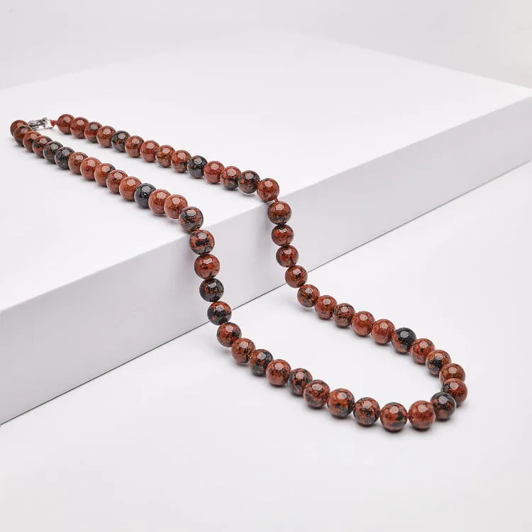 Handmade Men's Gemstone Beaded Necklace 8Mm Red Jasper Gemstone 20In
