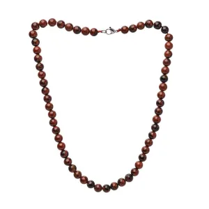 Handmade Men's Gemstone Beaded Necklace 8Mm Red Jasper Gemstone 20In