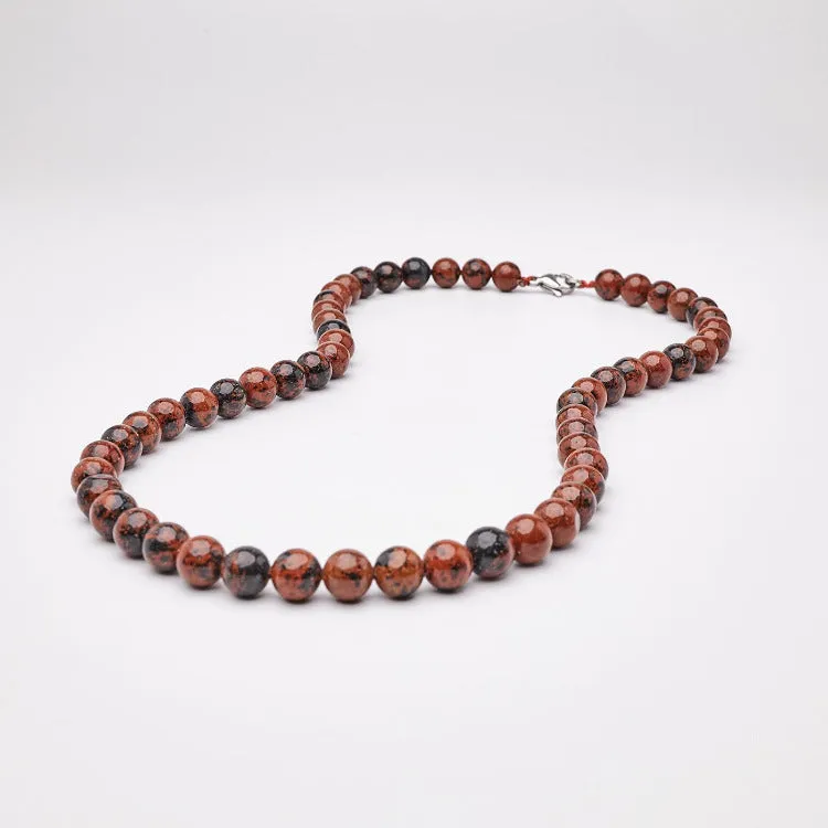 Handmade Men's Gemstone Beaded Necklace 8Mm Red Jasper Gemstone 20In