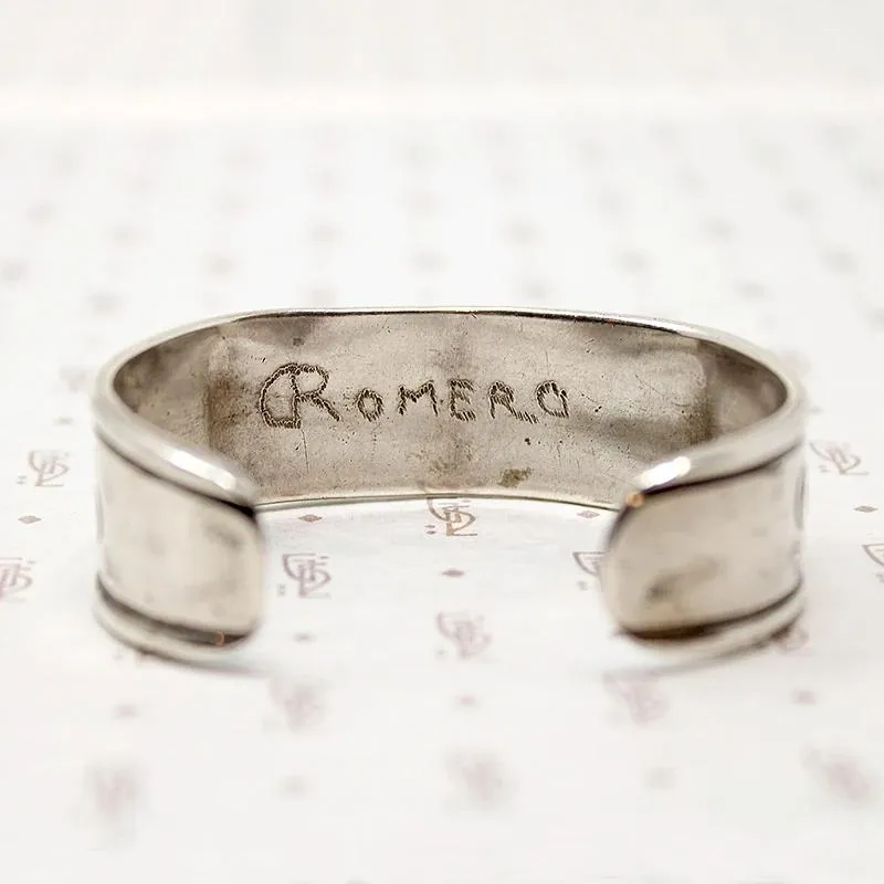 Handsome Signed Silver Cuff with Inlay