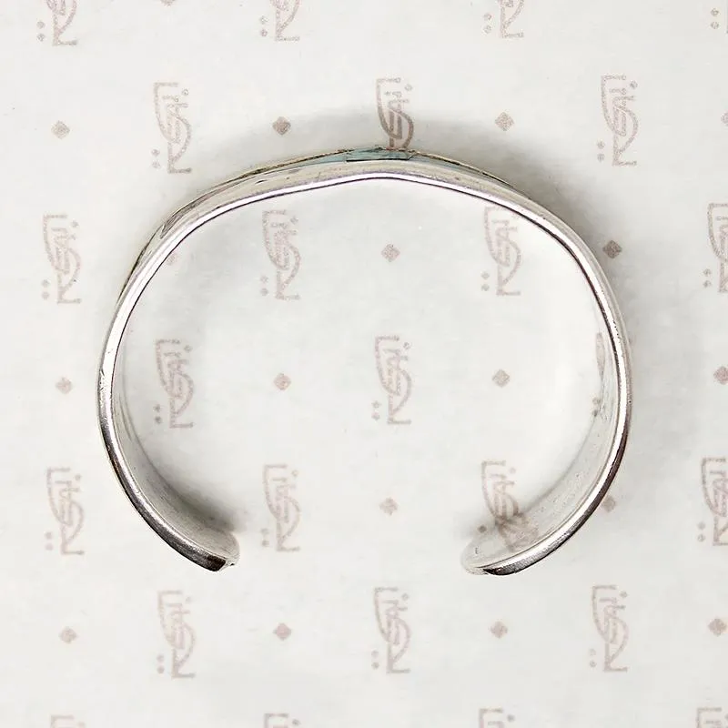 Handsome Signed Silver Cuff with Inlay