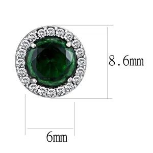 High polished (no plating) Stainless Steel Earrings with Synthetic Synthetic Glass in Emerald for Women Emerald Stone Color Style DA211