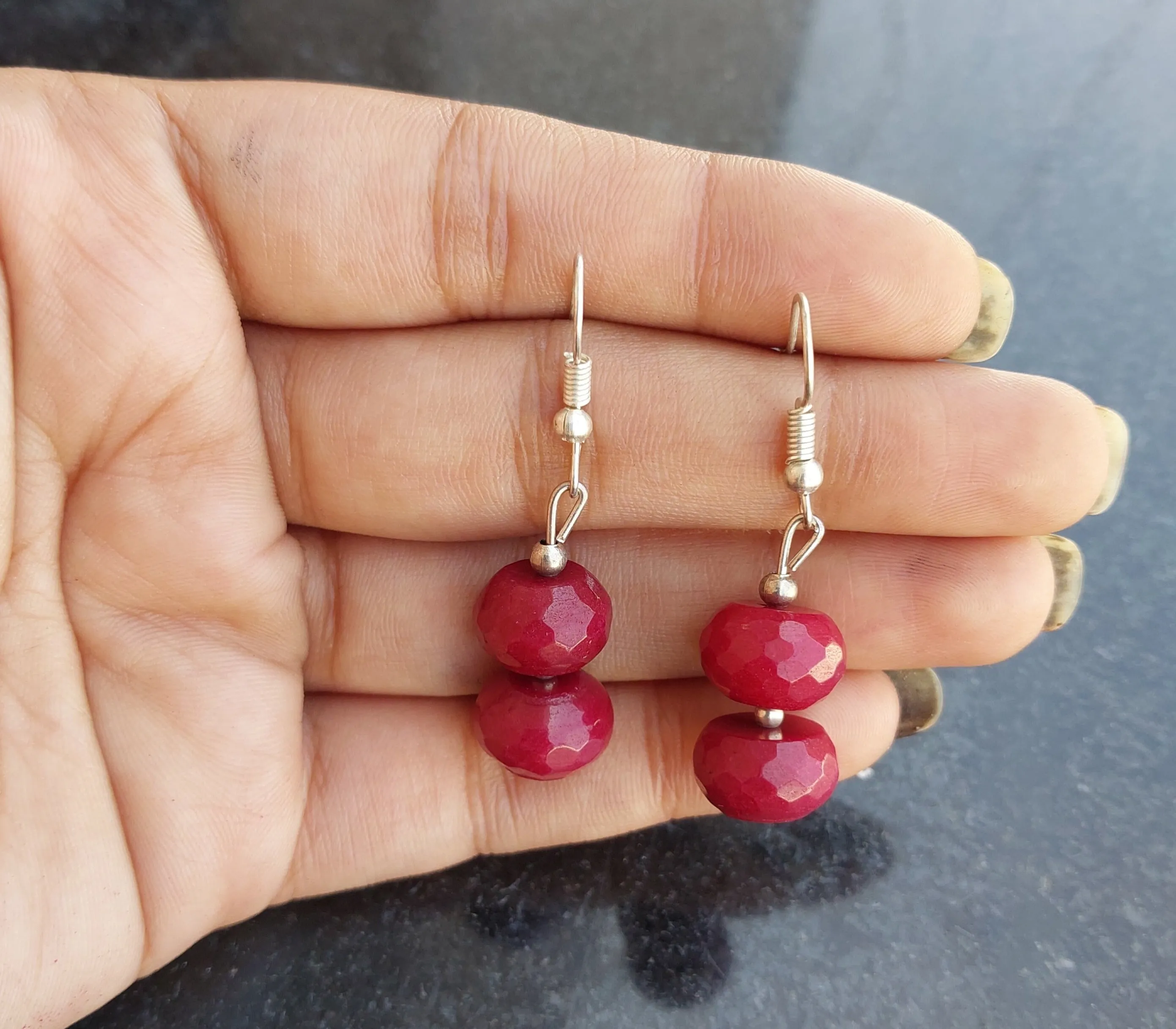 Imeora Dark Maroon Quartz Earrings