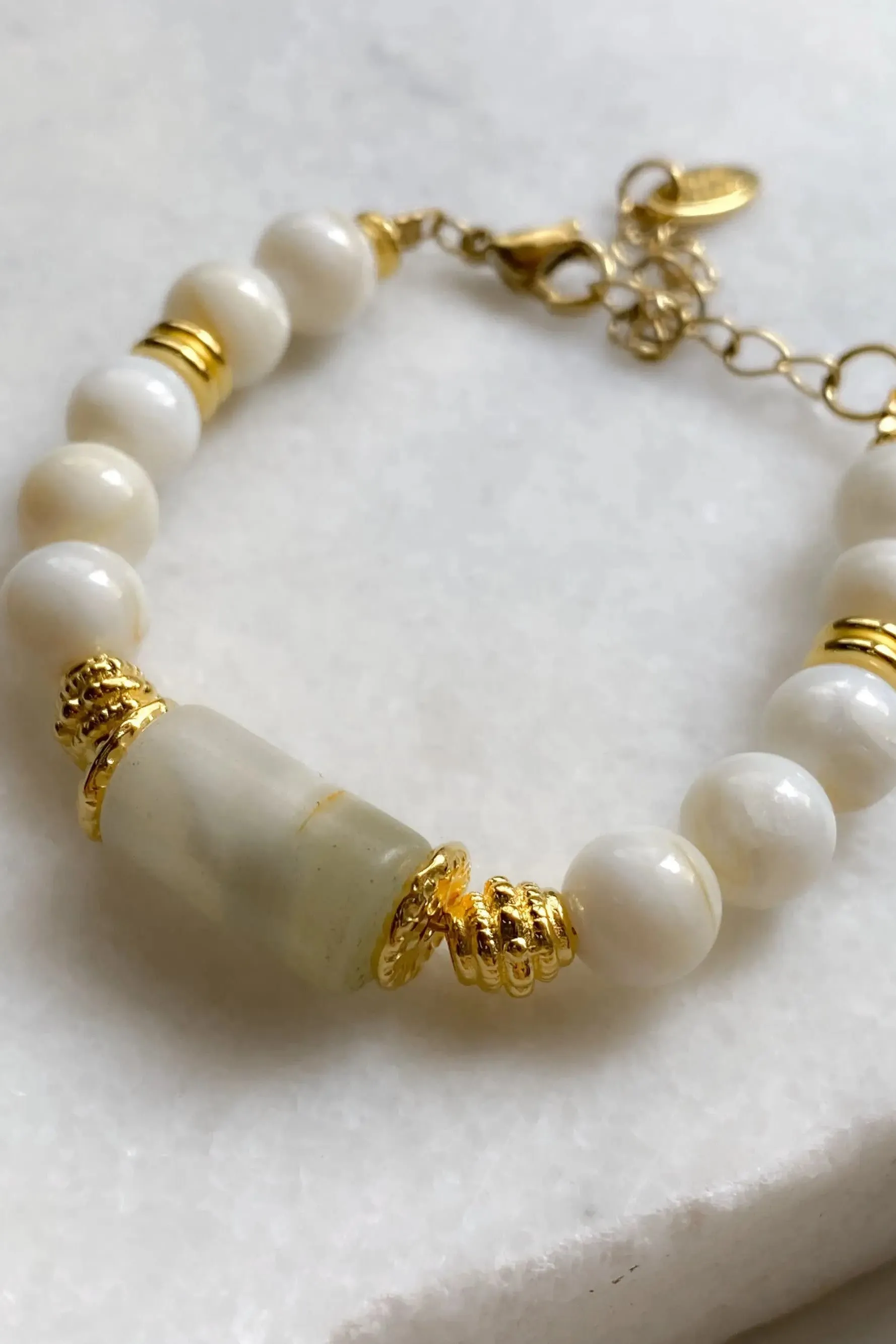 Jade & Coral Bracelet White Shell Bracelet Boho Chic Summer Bracelet for Woman Gift for Her