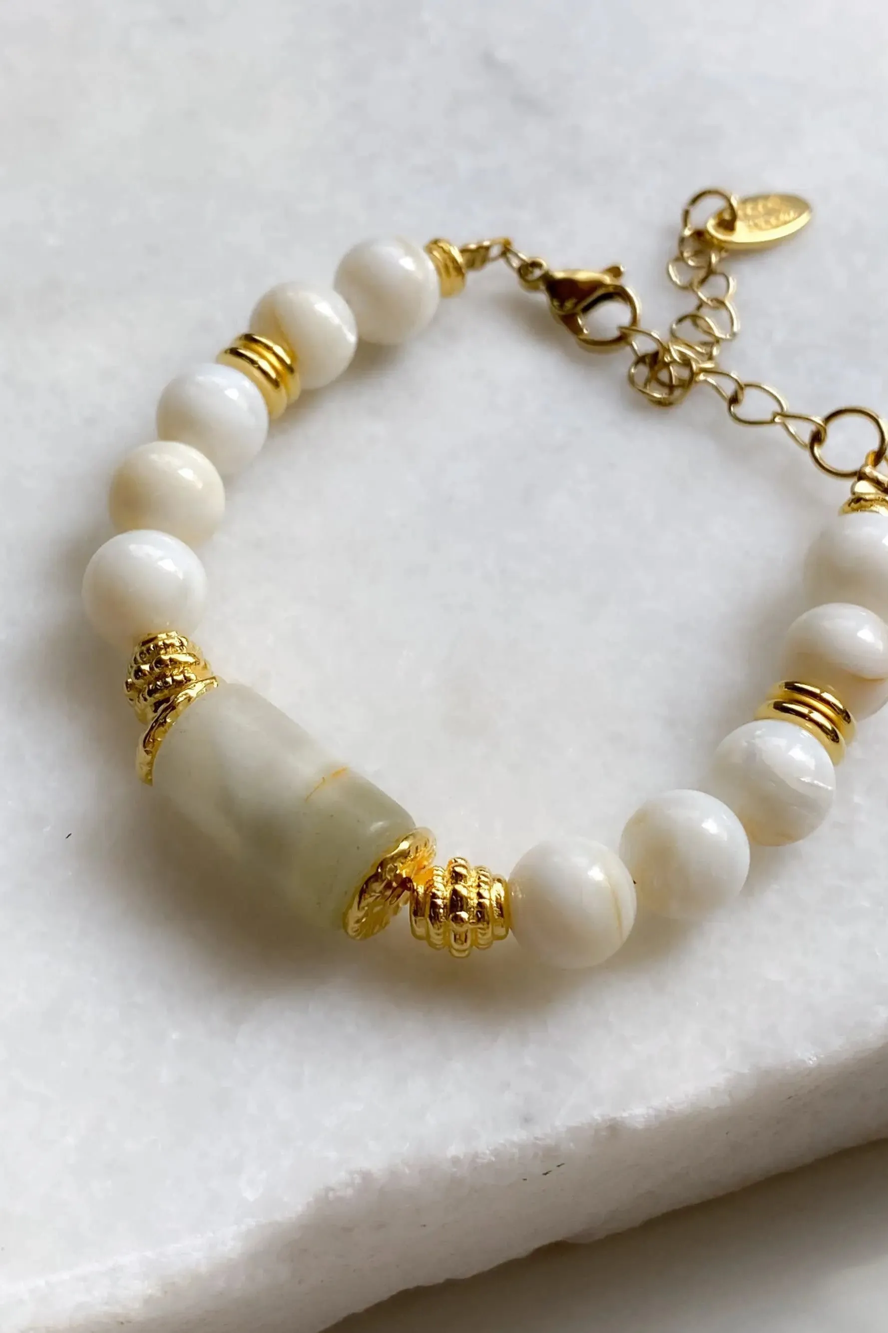 Jade & Coral Bracelet White Shell Bracelet Boho Chic Summer Bracelet for Woman Gift for Her