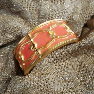 Karl Lagerfeld Statement Bangle Vintage Coral Gold Enamel