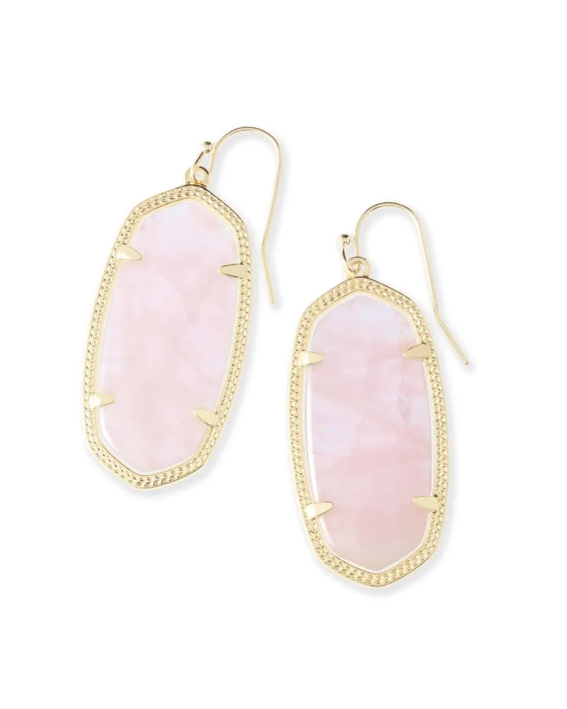 Kendra Scott Elle Earring Gold Rose Quartz