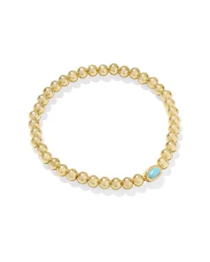 Kendra Scott Mini Elaina Stretch Bracelet Gold Light Teal Kyocera Opal