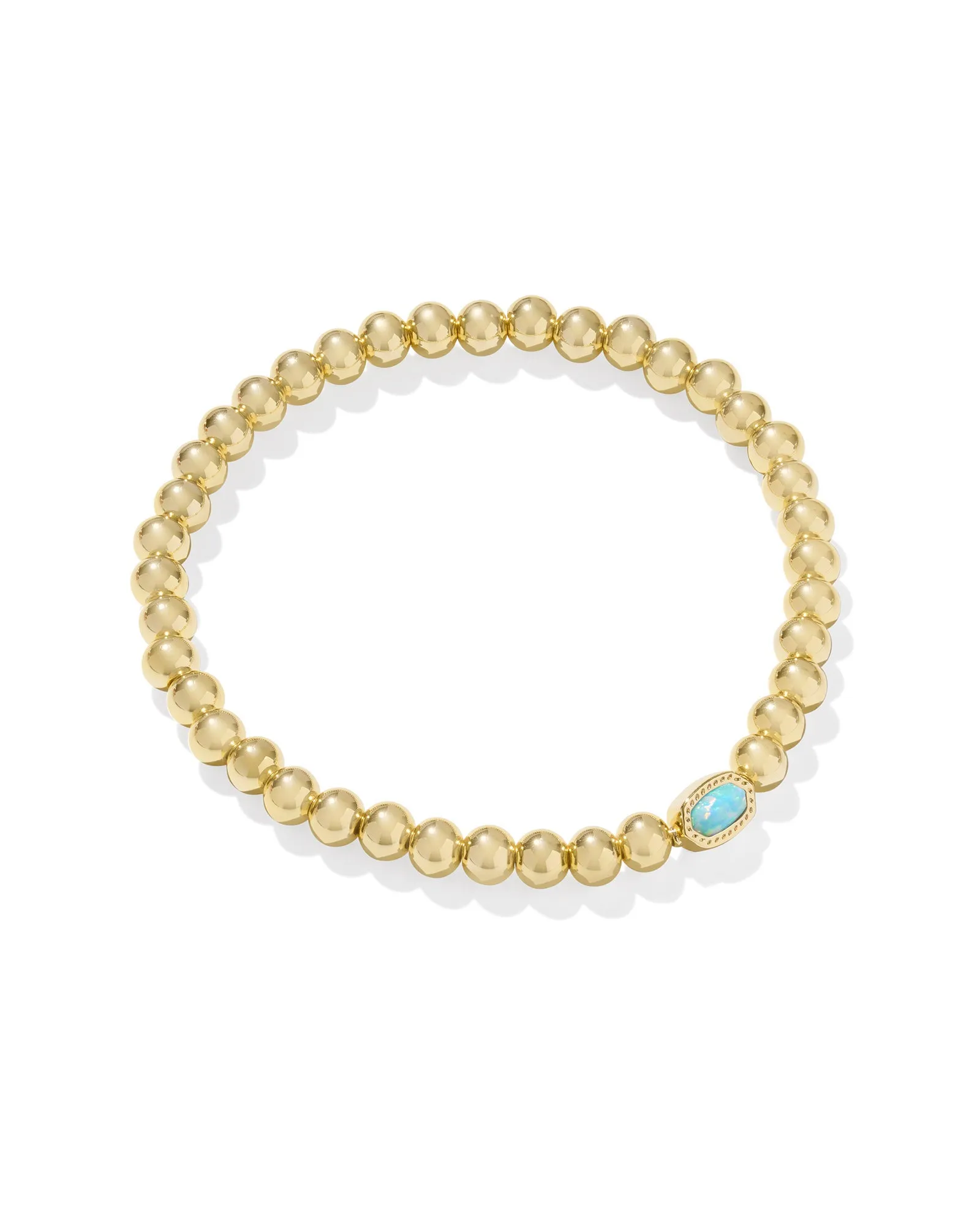 Kendra Scott Mini Elaina Stretch Bracelet Gold Light Teal Kyocera Opal
