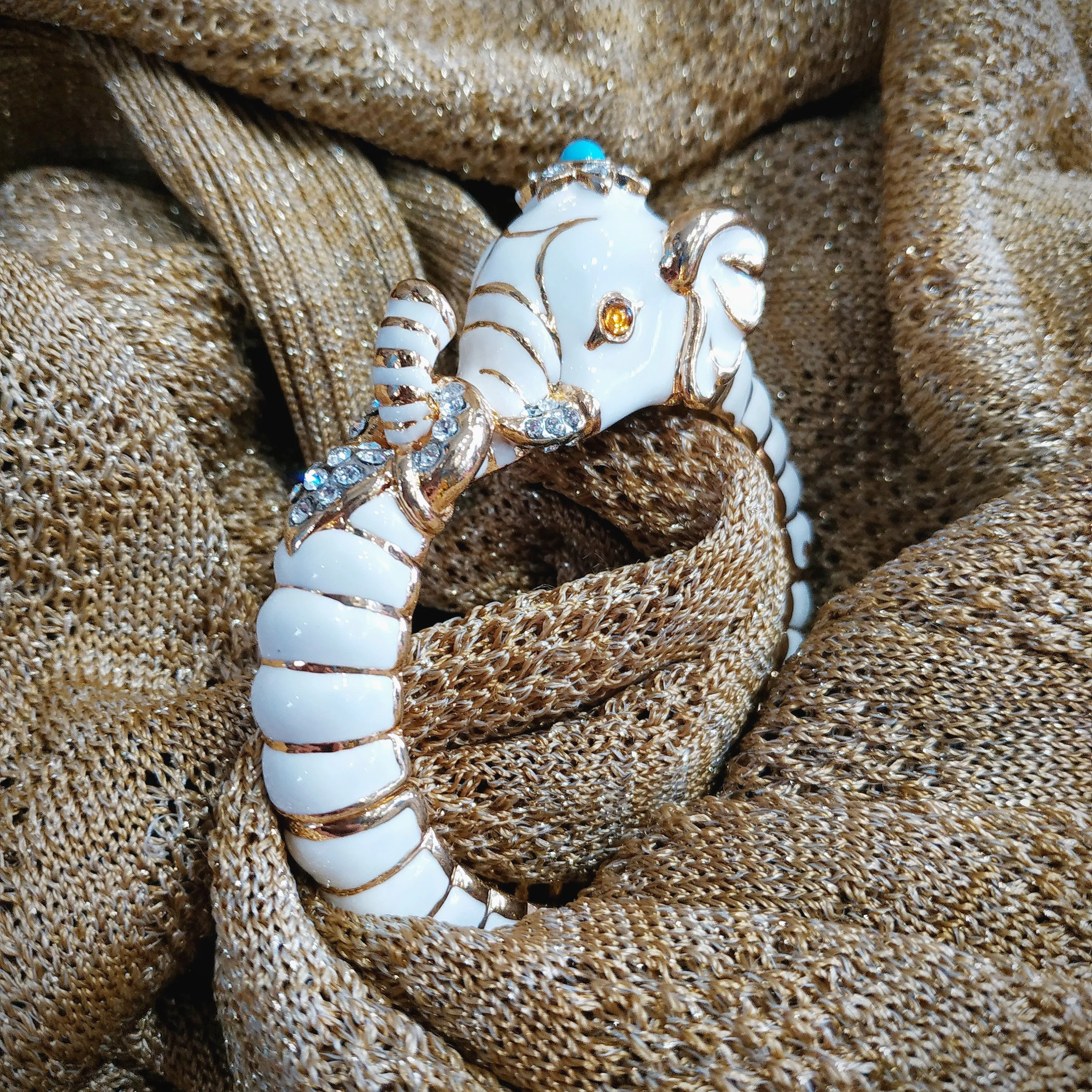 Kenneth Jay Lane White Elephant Bracelet
