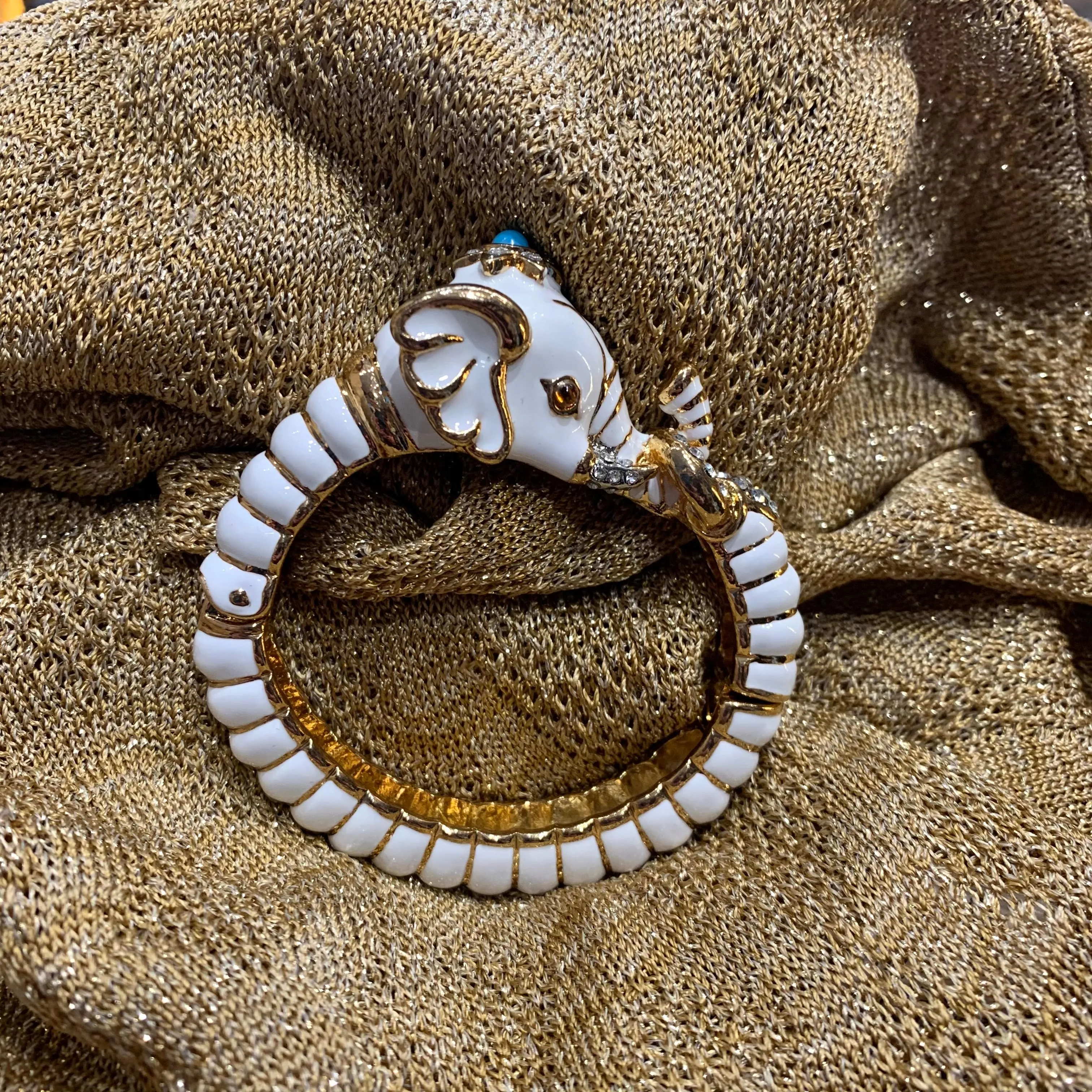 Kenneth Jay Lane White Elephant Bracelet