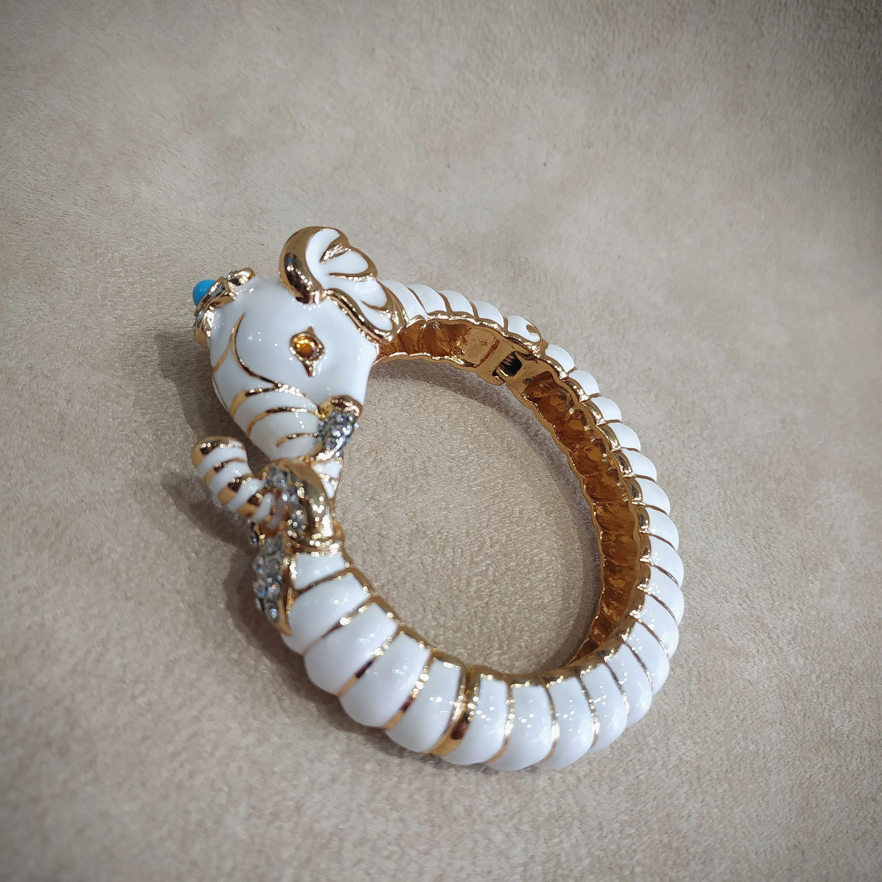 Kenneth Jay Lane White Elephant Bracelet