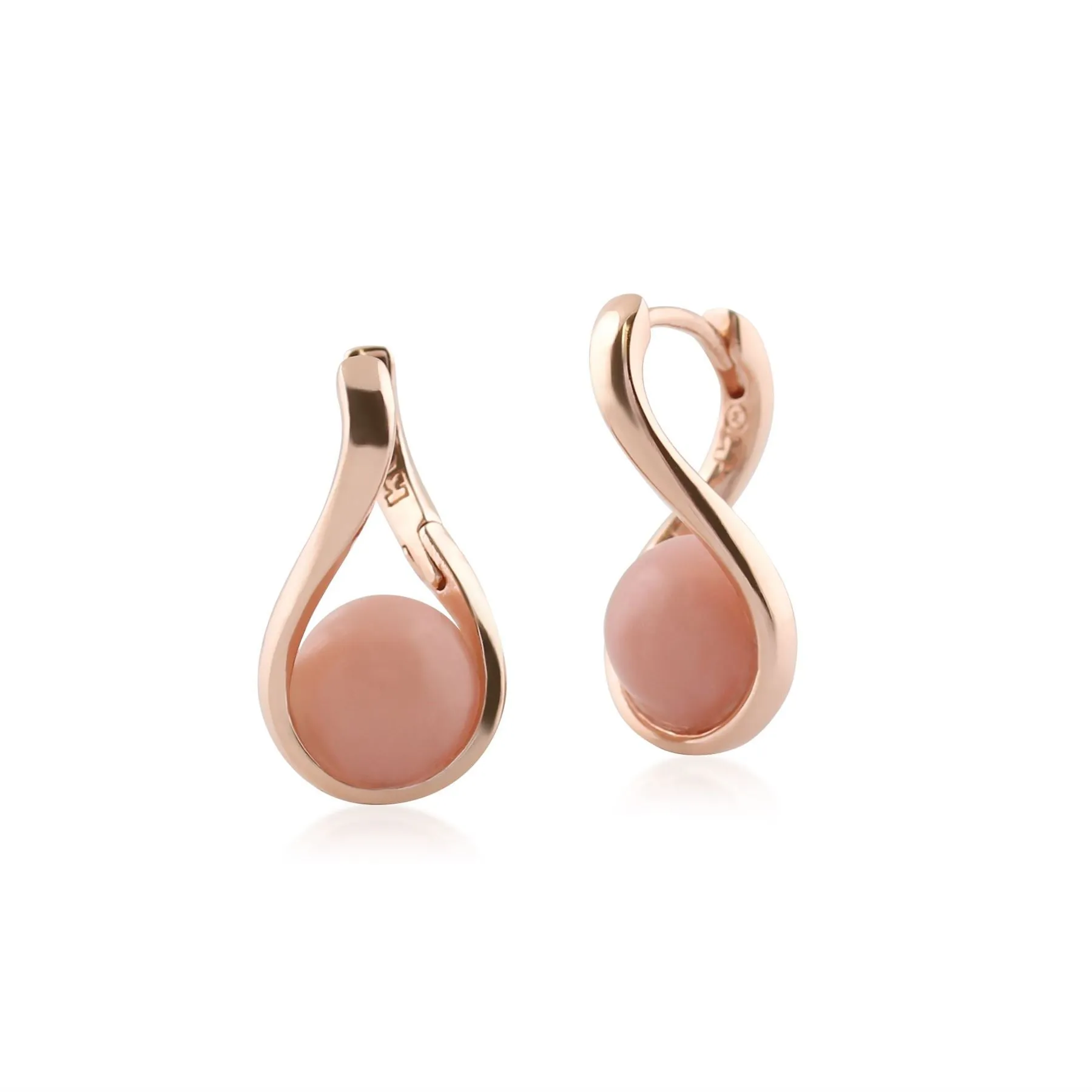 Kosmos Kugelförmige Pink Opal Ohrringe in Rose Vergoldetem Sterling Silber