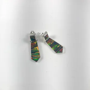 Lab Opal & Sterling Silver Earrings