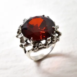 Large Ruby Ring - Red Statement Ring - Ruby Cocktail Ring
